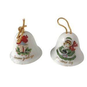 Vintage Miniature Holiday Bell Made In Japan Seasons Greeting Christmas Joy Deco